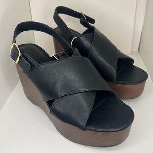 Universal Thread Naomi Black Wood Wedge Heels 8.5